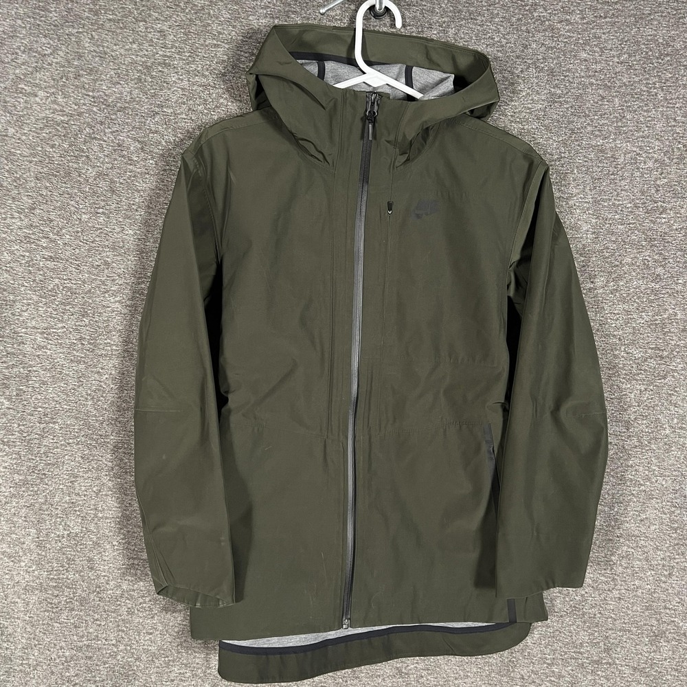 Nike Jacket Womens Small Green Hooded Rain Running Zip‎ Windbreaker 883490-355